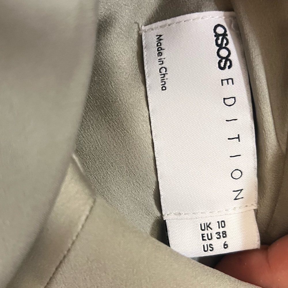 ASOS Sage Green Halter Dress, Peephole Back, Worn Once! Size US 4 
Retail $180 - Picture 5 of 12